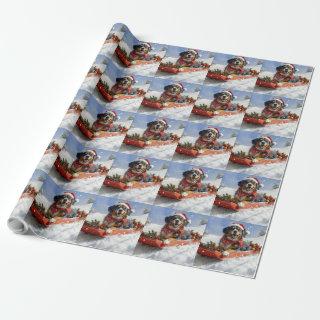 Bluetick Coonhound Dog in Sledge Christmas