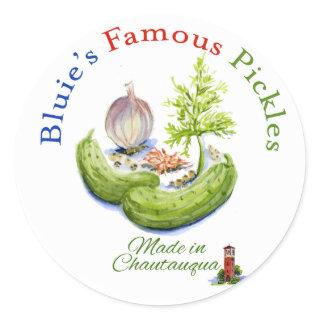 Bluie's Famous Pickles Classic Round Sticker