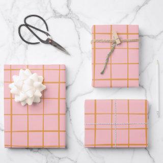 Blush and Gold Abstract Grid Lines Pattern   Sheets