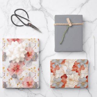Blush Coral Grey Floral Love Wedding  Sheets