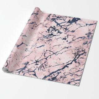 blush pink and blue veins marble background