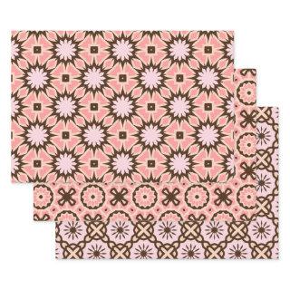 Blush Pink and Brown Mosaic Geometric Patterns  Sheets