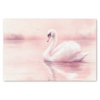 Blush Pink and White Swan Decoupage Tissue Paper