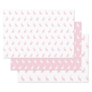 Blush Pink and White Upright Rabbits Pattern.  Sheets