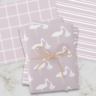 Blush Pink Baby Shower Stork Delivery Monogram  Sheets