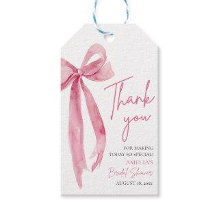 Blush Pink Bow She's Tying the Knot Bridal Shower Gift Tags