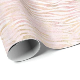 Blush Pink Glam Gold Zebra Print