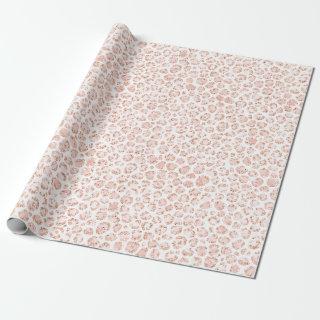 Blush Pink Glitter White Leopard Print