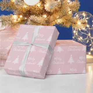 Blush Pink Merry Christmas White Christmas Tree
