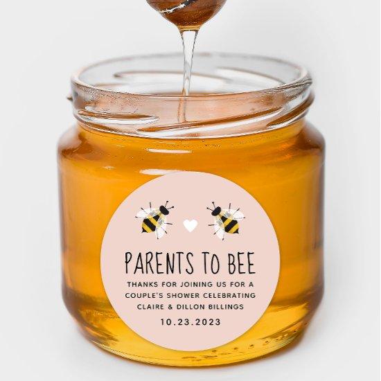 Blush Pink Parents to Bee Shower Favor Sticker
