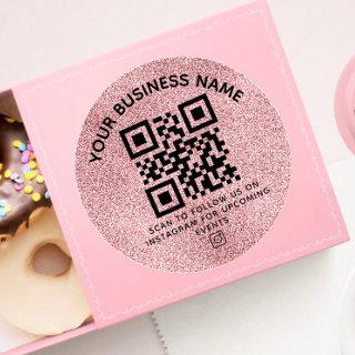 Blush Pink QR code and custom text round Sticker