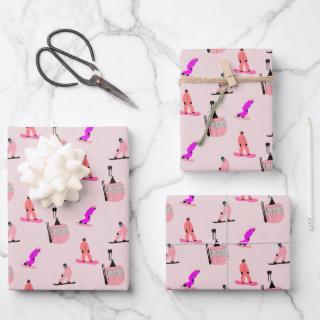 Blush Pink Snowboard Snowboarding  Sheets