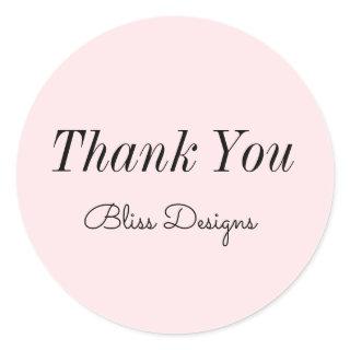 Blush Pink Thank You Simple Business  Classic Round Sticker