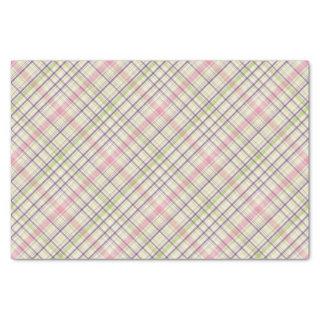 Blush Pink Violet Purple Lime Green Tartan Pattern Tissue Paper