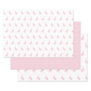 Blush Pink & White Bunnies with Mini Dots Pattern.  Sheets