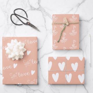 Blush Pink White Hearts Floral With Love   Sheets