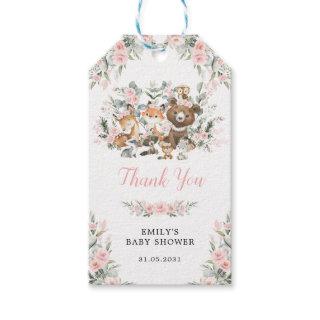 Blush Pink Woodland Animals Girl Baby Shower Gift Tags