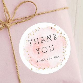 Blush Watercolor Circle Thank You Classic Round Sticker