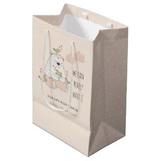 Blush We Can Bearly Wait Bear Birds Baby Shower Medium Gift Bag