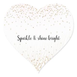 Blush White Cream Zebra Gold Confetti Sparkle     Heart Sticker