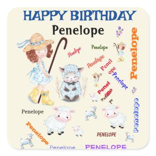 Bo Peep Nursery Rhyme 🍼 Word Cloud Name Collage  Square Sticker