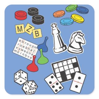 Board Games, Bunco, Domino Party Square Sticker