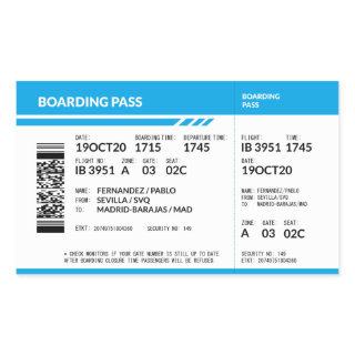 Boarding Pass (blue) Rectangular Sticker