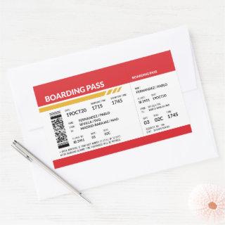 Boarding Pass - Red Rectangular Sticker