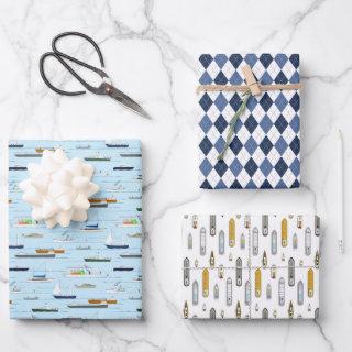 Boats ships sailboats On the River w argyle  Sheets