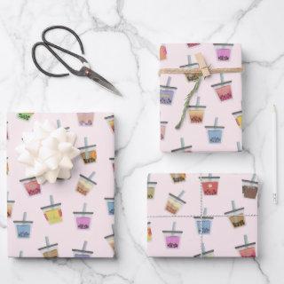 Boba bubble tea colorful kawaii cute pattern  sheets