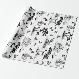 Bobwhite Quail Toile De Jouy Black and White