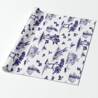 Bobwhite Quail Toile De Jouy Navy and White