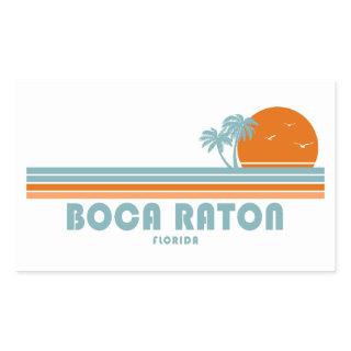 Boca Raton Florida Sun Palm Trees Rectangular Sticker