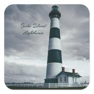Bodie Island Lighthouse black and white Square Sticker