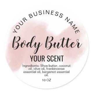 body butter blush pink agate add logo  classic rou classic round sticker