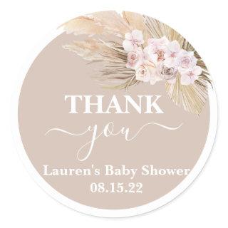 Bohemian Pampas Grass Baby Shower Round Sticker