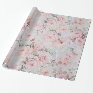 Bohemian pink teal vintage floral pattern