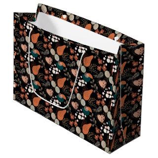 BOHO Aesthetic Pattern A10 Black BG Large Gift Bag