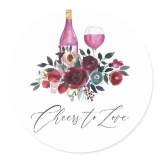 Boho Burgundy and Navy Wine Tasting Classic Round Sticker