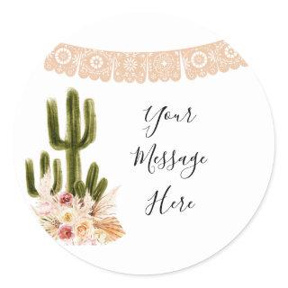 Boho Cactus Floral Your Message Here Sticker