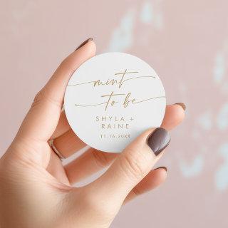 Boho Chic Gold and White Mint To Be Favor Sticker