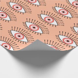 Boho Coral Pink Evil Eye Patterned