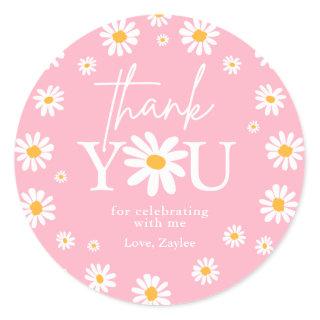 Boho Daisy Two Wild 2nd Birthday Party Favors Classic Round Sticker