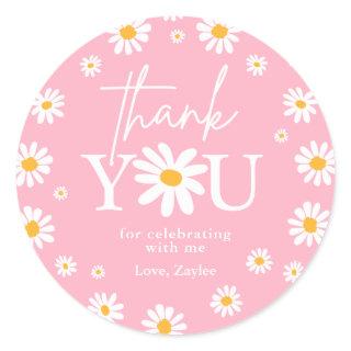 Boho Daisy Two Wild 2nd Birthday Party Favors Classic Round Sticker