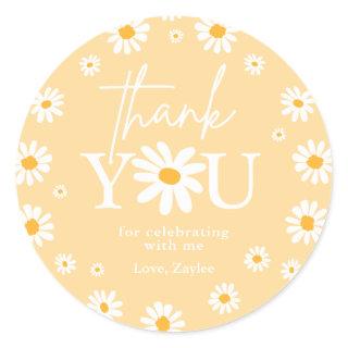 Boho Daisy Two Wild 2nd Birthday Party Favors Classic Round Sticker