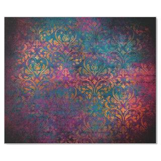 Boho damask elegant purple blue gold