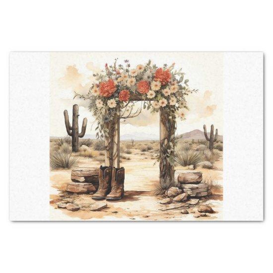 Boho Desert Floral Arch Art for Decoupage  Tissue Paper