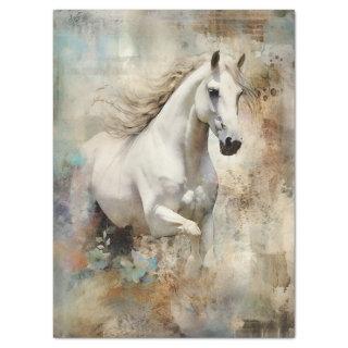 Boho Elegant White Horse Decoupage Tissue Paper