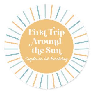 Boho First Trip Around the Sun 1st birthday Classic Round Sticker