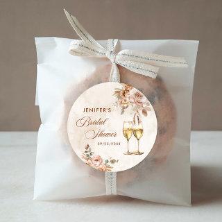 Boho Floral Bridal Shower Classic Round Sticker
